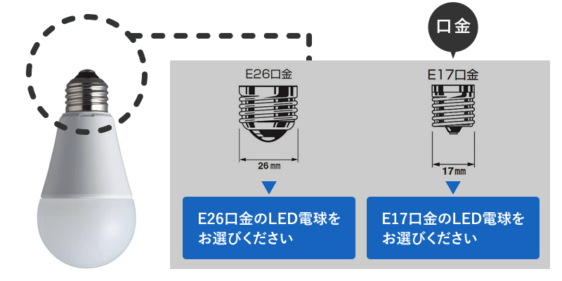 口金サイズで電球を選ぶ