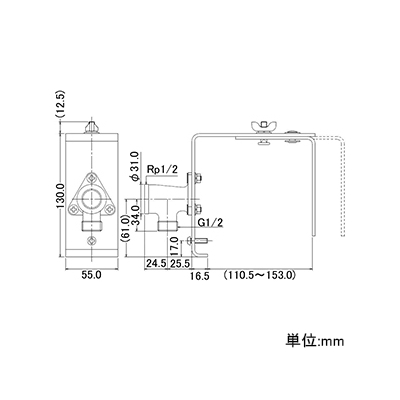 カクダイ 水栓取付金具 塀用 壁厚10～150mm対応 座付L形ソケット付  625-701 画像2