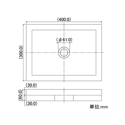 カクダイ 水栓柱パン サイズ400×300mm 排水金具付 ゴム栓なし 人研ぎ・カナリヤ石  624-938 画像2