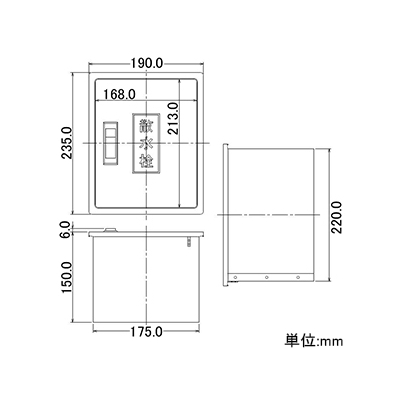 カクダイ 散水栓ボックス カベ用 サイズ235×190×150mm  626-020 画像2