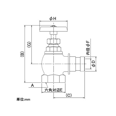 カクダイ 散水栓90° 大口径タイプ 農水用 呼び25 マチノオス  652-711-25 画像2