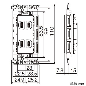 パナソニック 埋込トリプルコンセント 15A 125V 絶縁枠付 セラミックホワイト  WTL130349W 画像2