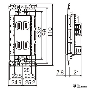 パナソニック 埋込アースターミナル付接地ダブルコンセント 15A 125V 絶縁枠付 セラミックホワイト  WTL113249W 画像2