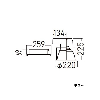 LEDダウンライト LED1500形 HID300形器具相当 埋込穴φ200 コンフォート