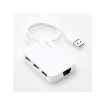 ELECOM(エレコム) 有線LANアダプター USB2.0 Type-A USBハブ付 ケーブル長30cm ホワイト EDC-FUA2H-W