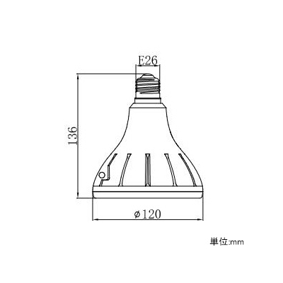 ニッケンハードウエア LED電球 《ViewLamp》 バラストレス水銀ランプ160W形 縦型看板用 狭角40° 昼光色 E26口金 アイボリー  VLE26NR-C 画像2