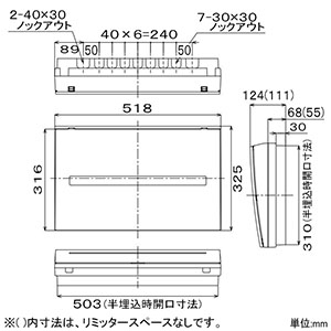 住宅用分電盤 《コスモパネル》 太陽光発電・蓄熱暖房器(50A)・エコキュート・電気温水器・IH対応 露出・半埋込両用形 26+2 主幹75A  リミッタースペースなし