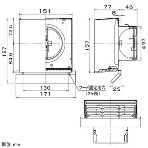 パナソニック 排気フード 防火ダンパー付 パイプ径φ100mm シルバー  FY-CUXAE04 画像2