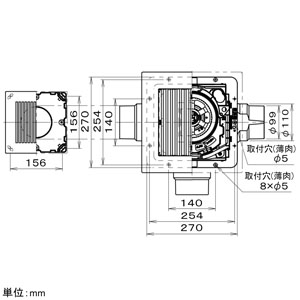 パナソニック 天井埋込形換気扇 ルーバーセットタイプ 2～3室用 大風量形 埋込寸法□240mm パイプ径φ100mm 風圧式高気密シャッター付  FY-24CTUS8V 画像3