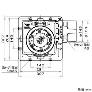 パナソニック 天井埋込形換気扇 ルーバー別売・複数台制御専用タイプ 常時・局所兼用 埋込寸法□270mm パイプ径φ150mm 風圧式高気密シャッター付  FY-27JDS8 画像3