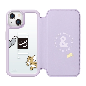 PGA iPhone 13 mini用 ガラスフリップケース [トムとジェリー/パープル]  PG-WGF21J01TAJ 画像5