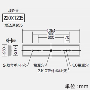 DAIKO LED長形ベースライト 40形 埋込形 幅220mm 一般用 6900lmクラス FHF32形高出力型×2灯相当 非調光 温白色  LZB-92589XW+LZA-92824A 画像2