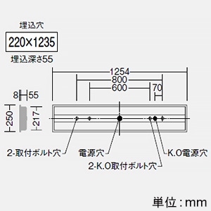 DAIKO LED長形ベースライト 40形 埋込形 幅220mm 一般用 4000lmクラス FLR40形×2灯相当 非調光 白色  LZB-92589XW+LZA-92822N 画像2