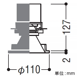 コイズミ照明 LEDベースダウンライト グレアレス 2000lmクラス HID35W相当 埋込穴φ100mm 配光角55° 電球色(2700K) 鏡面コーン・白色枠 電源別売  XD255519WA 画像2