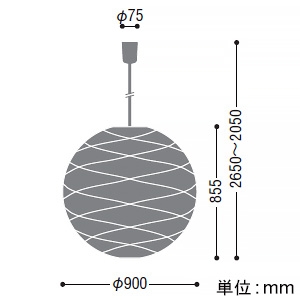 コイズミ照明 LEDちょうちんペンダントライト 引掛シーリングタイプ 白熱球60W×3灯相当 非調光 電球色 幅φ900mm  AP51061 画像2