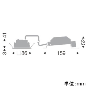 遠藤照明 LED角型ベースダウンライト 高気密SB形 1000TYPE FHT32W・白熱球100W相当 埋込穴□75mm 拡散配光 調光調色 昼光色～電球色 黒  EFD8966B 画像2