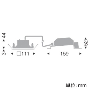 遠藤照明 LED角型ベースダウンライト 高気密SB形 700TYPE FHT24W・白熱球80～60W相当 埋込穴□100mm 拡散配光 調光調色 昼光色～電球色 白  EFD8967W 画像2