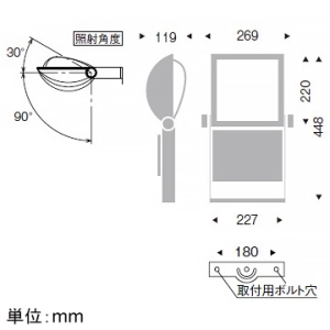 遠藤照明 LED看板灯 防湿・防雨形 15000TYPE メタルハライドランプ400W相当 看板用配光 非調光 昼白色 ダークグレー  ERS6055H 画像2