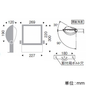 遠藤照明 LED看板灯 防湿・防雨形 電源別置形 10000TYPE メタルハライドランプ150W相当 看板用配光 非調光 昼白色 ダークグレー  ERS5030HA 画像2