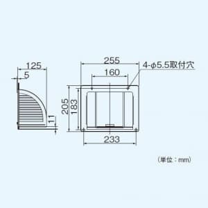 パナソニック 屋根裏・床下換気・サニタリー用換気扇 専用部材 屋外フード 樹脂製 適用機種:FY-10U3  FY-HS18 画像2