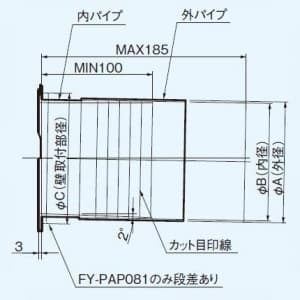 パナソニック パイプファン 省施工パイプセット パイプ壁取付用 φ150用  FY-PAP061 画像3