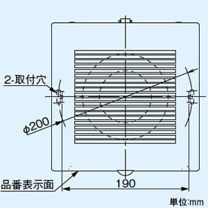 パナソニック パイプファン 耐湿形 排気 角形ルーバー ターボファン 浴室用 壁取付 風圧式シャッター付 適用パイプ径φ150mm 電源コード付  FY-12PTS9 画像2