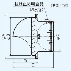 パナソニック 丸形パイプフード アルミ製 ガラリ付 防火ダンパー付 温度ヒューズ72℃ φ200用  FY-MCAA082 画像3