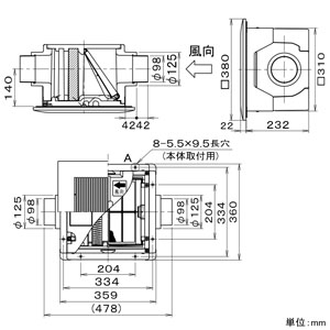 パナソニック 給気清浄フィルターユニット 天井埋込カセット形 微小粒子用フィルター搭載 埋込寸法□320mm チューブ径φ100mm  FY-BFG042CL 画像2