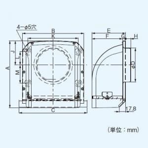 パナソニック 深形パイプフード 薄壁用 着脱式ガラリ付 φ100用 ステンレス製 シルバーメタリック粉体塗装  FY-MKX043 画像2