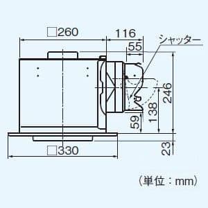 パナソニック 天井埋込形換気扇 排気・強-弱 低騒音・大風量形 鋼板製本体 ルーバーセットタイプ フラットパネル形 埋込寸法:270mm角 適用パイプ径:φ150mm  FY-27FPK7 画像2