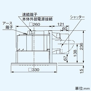 パナソニック 天井埋込形換気扇 ルーバーセットタイプ 低騒音形 24時間・局所換気兼用 埋込寸法270mm角 適用パイプφ150mm  FY-27C8 画像2