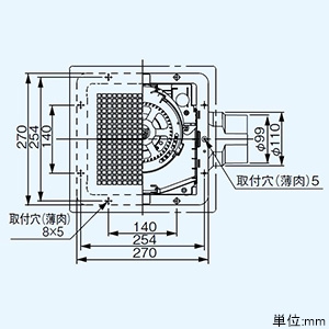 パナソニック 天井埋込形換気扇 ルーバー別売タイプ 低騒音・大風量形 24時間・局所換気兼用 埋込寸法240mm角 適用パイプφ100mm グループ制御コントローラー付  FY-24JK8T 画像4