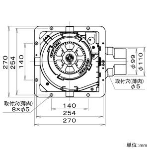 パナソニック 天井埋込形換気扇 ルーバー別売・複数台制御専用タイプ 特大風量形 埋込寸法□240mm パイプ径φ100mm 風圧式高気密シャッター付  FY-24JDGS8 画像3