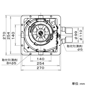 パナソニック 天井埋込形換気扇 ルーバー別売・複数台制御専用タイプ 大風量形 埋込寸法□240mm パイプ径φ100mm 風圧式高気密シャッター付  FY-24JDKS8 画像3