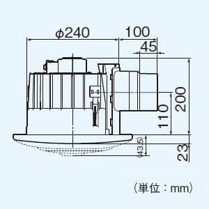 パナソニック 天井埋込形換気扇 《丸形天井埋込換気扇 まる天》 排気 低騒音形 樹脂製本体 ルーバーセットタイプ 丸形・丸穴タイプ 埋込寸法:φ250mm 適用パイプ径:φ100mm  FY-25MC1 画像2