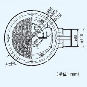 パナソニック 天井埋込形換気扇 《丸形天井埋込換気扇 まる天》 排気 低騒音・特大風量形 樹脂製本体 ルーバーセットタイプ 丸形・丸穴タイプ 埋込寸法:φ250mm 適用パイプ径:φ100mm  FY-25MCG1 画像4