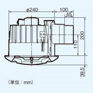 パナソニック 天井埋込形換気扇 《丸形天井埋込換気扇 まる天》 排気 低騒音・特大風量形 樹脂製本体 ルーバー別売タイプ 埋込寸法:φ250mm 適用パイプ径:φ100mm  FY-25MBG1 画像2