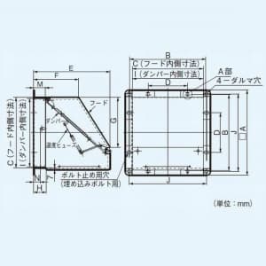 パナソニック 有圧換気扇 専用部材 屋外フード 20cm用 ステンレス製・防火ダンパー付  FY-HMXA203 画像2