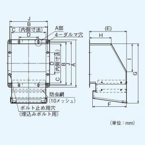 パナソニック 有圧換気扇 専用部材 給気用屋外フード 20cm用 ステンレス製  FY-HAX203 画像2