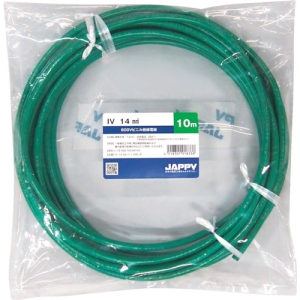 JAPPY 600Vビニル絶縁電線 より線 14mm² 緑 10m巻  IV14SQミドリ10MJP