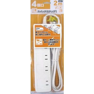 YAZAWA(ヤザワ) 【生産終了】雷サージ付節電タップ 4個口 2m 白 SHMLY442WH