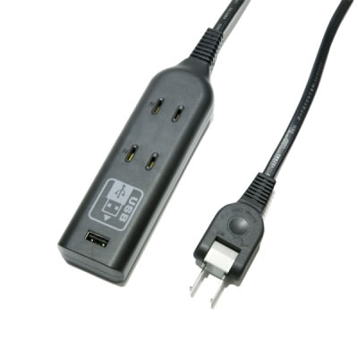 YAZAWA(ヤザワ) 【生産終了】耐トラ付テーブルタップ型2AC+1USB 0.5m 黒 H3005BKUSB