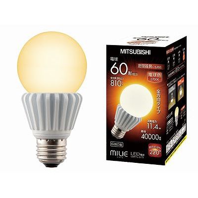 三菱 LED電球MILIE 全方向タイプ一般電球形 11.4W 口金:E26 LDA11L-G-T1