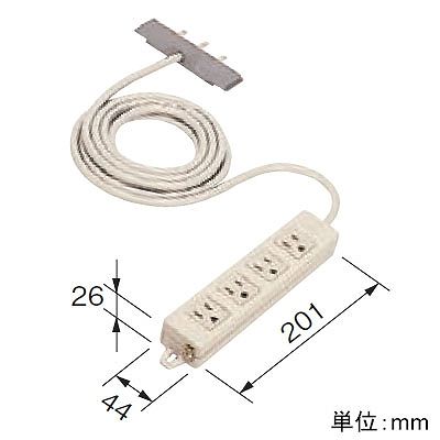 パナソニック F型タップ 接地2Pコンセント 4コ口 裏面マグネット付 ケーブル長3m 15A 125V  NE23140P 画像2