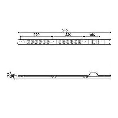 明工社 FM20Aコンセントバー 19インチラック用 12個口 20A 125V 電流監視装置付  MR7852 画像2