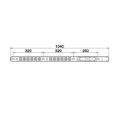 明工社 200Vコンセントバー 19インチラック用 30A 250V C13×12個口 20A 安全ブレーカ×2(6×2分岐)付  ME8709 画像2