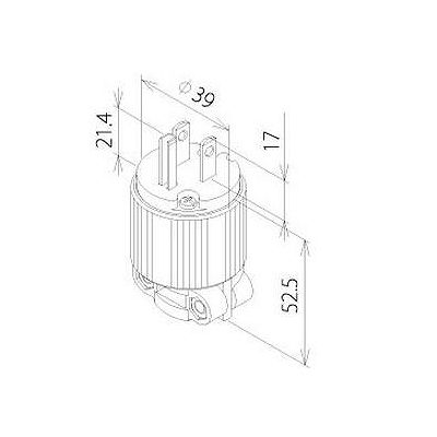 明工社 UL・CSA 医用接地プラグ 5-15P 15A 125V  ME2573 画像2