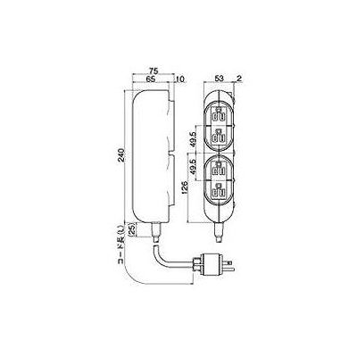 明工社 病院用接地タップ KEタイプ VCTケーブル 3m 医用接地プラグ付 白  MR7548TD3 画像2