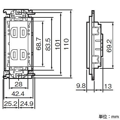 パナソニック 埋込ダブルコンセント 金属取付枠付 15A 125V ホワイト  WTF1502WK 画像3