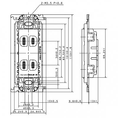 パナソニック 埋込ダブルコンセント 金属取付枠付 15A 125V グレー  WTF1502HK 画像2